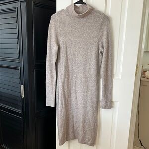 Elegant Gray Turtleneck Sweater Dress